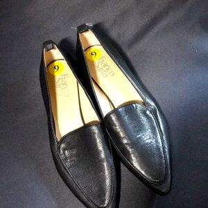 Franco Sarto Point toe flats black leather size 9